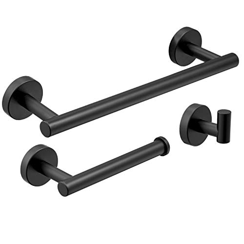 Schwarz Handtuchhalter Toilettenpapierhalter Handtuchhaken, 3 in 1 Badezimmerzubehör Schwarz Handtuchhalter Toilettenpapierhalter Handtuchhaken, 3 in 1 Badezimmerzubehör von Kelelife