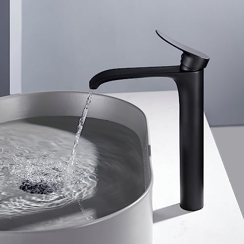 Wasserhahn Bad Schwarz Hoch - Badarmatur Wasserfall Waschtischarmatur Einhebelmischer Mischbatterie Armatur mit Messing von Kelelife