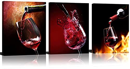 Keliour 3 Panels Red Wine Caps on Fire Wild Photo Prints Artwork & Wall Canvas Decor for Living Room Home Decoration Bilddruck 50x70cm (Unreserviert) Sake-Malerei von Keliour