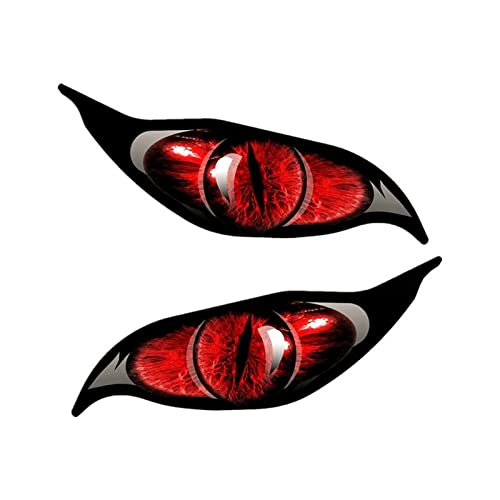 2 Stück Böse Augen in Rot Auto Motorrad Helme Aufkleber Aufkleber Motorrad Auto Styling Aufkleber von Kelisdi