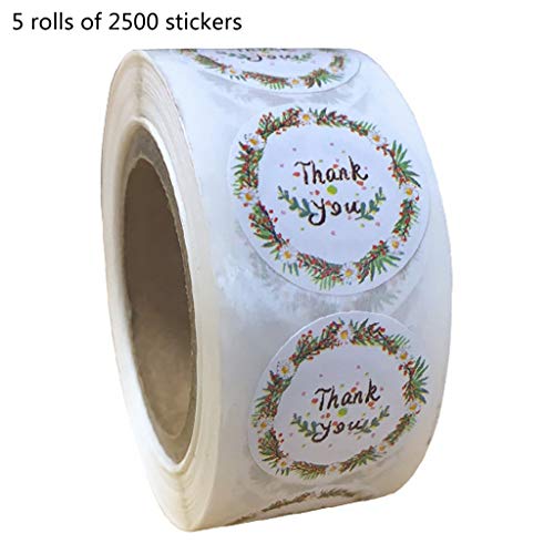 500/2500 Stück Kranz-Dankesaufkleber, 2,5 cm, für Hochzeit, handgefertigt, Briefumschlag, Siegel, Etikett, Versandbedarf 500/2500 Stück Kranz-Dankesaufkleber, 2,5 cm, für Hochzeit, handgefertigt, Briefumschlag, Siegel, Etikett, Versandbedarf von Kelisdi