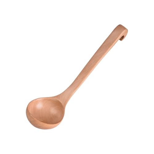 Artistic Holzlöffel, langer Hakengriff, Servierutensilien, Suppenkelle, Schaufeln für moderne Küchen, Lebensmittelzubereitung, Holzlöffel mit langem Hakengriff von Kelisdi