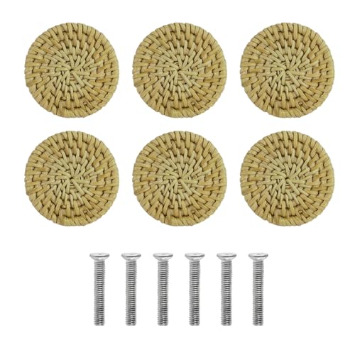 Kelisdi 12 gewebte Rattan-Holzgriffe, einfach zu installieren, Schrankgriff, Schubladengriff-Set für Kommoden, bringt Wärme in jeden Raum, Vintage-Möbel-Hardware von Kelisdi