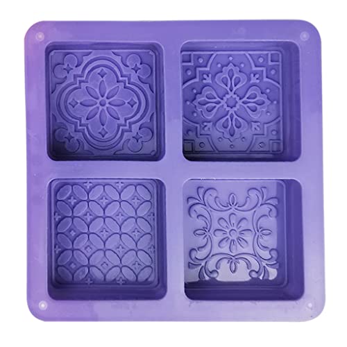 Silikonform für Seife, 4 Mulden, quadratische Blumen-Backformen für Seife, Kerzen, Gelee, Silikon-Backform Silikonform für Seife, 4 Mulden, quadratische Blumen-Backformen für Seife, Kerzen, Gelee, Silikon-Backform von Kelisdi