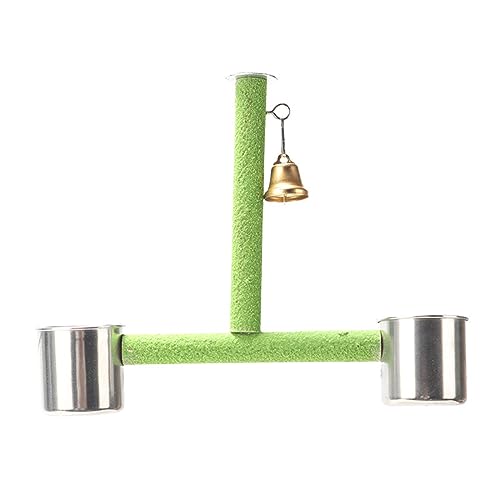 Vogel-Trainingsständer, tragbare Tischplatte, leichte Papageien-Sitzstange mit Stahl-Futterschalen für kleine Sittiche, Vogelfutterbecher für Käfigschale, Sitzstange mit Vogel-Trainingsständer, tragbare Tischplatte, leichte Papageien-Sitzstange mit Stahl-Futterschalen für kleine Sittiche, Vogelfutterbecher für Käfigschale, Sitzstange mit von Kelisdi