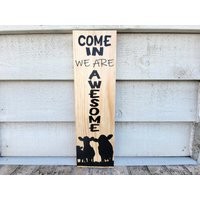 Gemaltes Schild - Kiefer 5.5 X 18 Come in We Are Super Welcome Cows Holz Wand Kunst Zum Aufhängen Gemaltes Schild - Kiefer 5.5 X 18 Come in We Are Super Welcome Cows Holz Wand Kunst Zum Aufhängen von KelissaShea