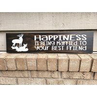 Gemaltes Schild - Kiefer 15 X 60 Glück Ist Mit Ihrer Besten Freundin Verheiratet Hirschpaar Holz-Wand-Dekor Gemaltes Schild - Kiefer 15 X 60 Glück Ist Mit Ihrer Besten Freundin Verheiratet Hirschpaar Holz-Wand-Dekor von KelissaShea