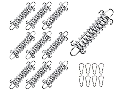 Kellegour 10er Spannfeder Sprungfedern Set,Sprungfedern Anlegefeder,Edelstahl Sprungfeder,Metall Zubehör Zugfedern mit 10 Karabiner,für Campingzelt Sonnensegel Markise,Strand,Camping Wandern Picknick von Kellegour