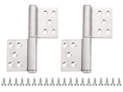 Kellegour 2 Stück Abnehmbares Scharnier,Abnehmbare Türscharniere,304 Edelstahl Türscharnier mit 20-Schrauben,Schwerlast Tor Scharniere für Holztüren,360 Grad Öffnungswinkel,132x58x18mm von Kellegour