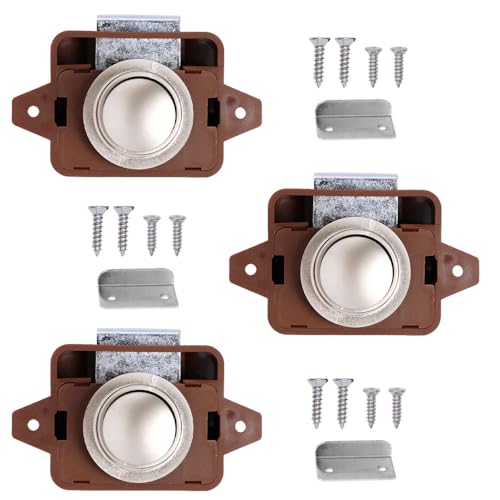 Kellegour 3 Pcs Cabinet Lock Catch,Push Button Catch Door Lock,Wohnmobil Möbelschloss,für Schublade,Schrank,Wohnmobil,Schiff (Braun) von Kellegour