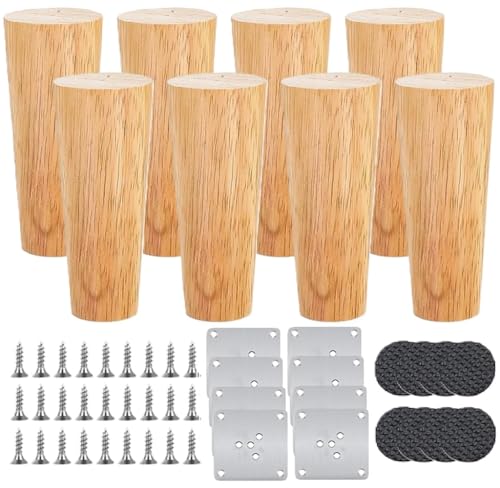 Kellegour 8 Stück Möbelfüße Holz,Massivholz Konisch Ersatz,Holzfüße für Möbel,Möbelbeine Holz,Konisch Möbelbeine Ersatz,Sofafüße Holzbeine für Sofas,Couchtischfüße,Fernsehschränke von Kellegour