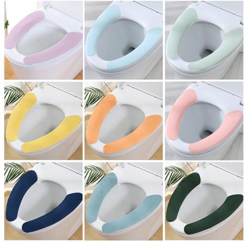 Kellegour 9 Paar Toilettensitzbezug WC Sitzbezüge,Wc Wärmer Pad WC Abdeckung Pad,Toilettensitzbezug Weich für Toilettensitze,Zuhause,Reisen,9 Farben von Kellegour