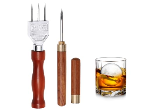 Kellegour Eispickel aus Edelstahl,Eispickel-Set,Eispickelwerkzeug mit Holzgriff,Eispickel 304 Edelstahl,EIS Meißel,EIS Meißel für Eisherstellung in der Küche,Bar,Barkeeper,Picknick,Camping,Zuhause von Kellegour
