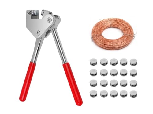 Kellegour Plombenzange Set,Stahl Dichtungszangen Kit mit 20 Bleiplomben,Plombendraht(25m),Plombenzange 160 mm,Dichtungszangen-Set für Plombieren von Stromzählern Blei Durchmesser Wasserzähler Logistik von Kellegour