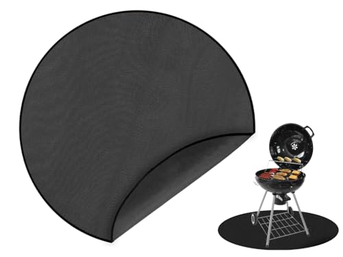 Kellegour Rund Feuerfeste Unterlage,61cm Rund Feuerschale Unterlage BBQ Grillmatte,Feuerschale Matte, Feuerschutzmatte Faltbare für Boden,Terrasse,Rasen,Camping,Deckschutz,Tischgrill,Schwarz von Kellegour