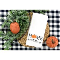 Home Sweet Mehlsack Handtuch - Herbst Küchentuch - Geschirrtuch - Küchendekoration - Decor - Kürbisse von KellieHCrafts