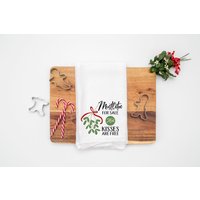 Mistelzweig Mehlsack Handtuch - Weihnachten Küchentuch - Geschirrtuch - Küchendeko - Weihnachtsdeko - Home Decor von KellieHCrafts