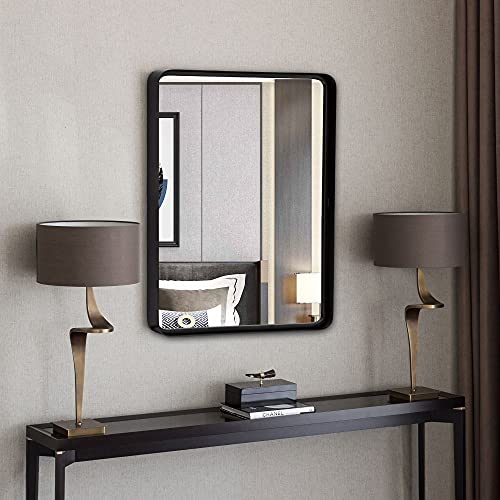 41 x 51 cm, rechteckiger Spiegel für Wand, dekorativer Metallrahmen, Wandspiegel für Badezimmer, Waschräume, Schlafzimmer, Wohnzimmer, Eingangsbereiche, Schwarz von Kelly Miller