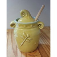 Handgemachte Keramik Libellen Honigtopf/Salzstreuer Zuckerdose Handgemachte Keramik Libellen Honigtopf/Salzstreuer Zuckerdose von KellyBrookePottery