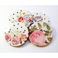 Blumenuntersetzer, Untersetzer, Bargeschirr, Gastgeschenk, Einweihungsgeschenk, Polka Dots, Blumen, Rosen, Floral | 5092 von KellysMagnets