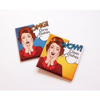Comic Spülmaschinen Magnet, Clean Geschirr Schmutziges Spülmaschine Küchen Magnet, Lustige Magnete, Stil | 7147 von KellysMagnets