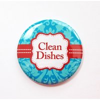 Geschirrspüler-Magnet, Die Gerichte Sind Sauber, Küche Magnet, Sauberes Geschirr, Geschirr Türkis, Rot, Damast, Magnet | 3682 von KellysMagnets