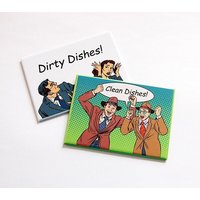 Geschirrspüler Magnet, Schmutziges Geschirr, Sauberes Geschirr Küchenmagnet, Sauberer Comic-Design | 5621 Geschirrspüler Magnet, Schmutziges Geschirr, Sauberes Geschirr Küchenmagnet, Sauberer Comic-Design | 5621 von KellysMagnets