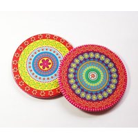 Mandala Untersetzer, Gastgeschenk, Barware, Wohndekor, Helle Farben, Set Von Einweihungsgeschenk | 5104B Mandala Untersetzer, Gastgeschenk, Barware, Wohndekor, Helle Farben, Set Von Einweihungsgeschenk | 5104B von KellysMagnets