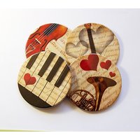 Musik Untersetzer, Trinkuntersetzer, Weinuntersetzer, Runde Geschirr, Musiklehrer Geschenk, Unterhaltsam, Thema | 5022 von KellysMagnets