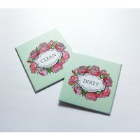 Rosa Rosen Auf Grünem Geschirrspüler Magneten, Magnete Für Spülmaschine, Sauberes Und Schmutziges Geschirr, Blumen Küchenmagnete, Handgefertigte Rosa Rosen Auf Grünem Geschirrspüler Magneten, Magnete Für Spülmaschine, Sauberes Und Schmutziges Geschirr, Blumen Küchenmagnete, Handgefertigte von KellysMagnets