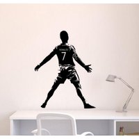 Cristiano Ronaldo Wandtattoo Vinyl Aufkleber Fußballspieler Schild Roter Teufel Geschenk Fußball Wanddekoration Mufc Gym Wandkunst Peel & Stick von Kellywallstickers