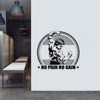 No Pain Gain Wandtattoa Vinyl Aufkleber Arnold Schwarzenegger Zitat Gym Sign Powerlifting Geschenk Fitness Wanddekoration Workout Wall Art 1423 von Kellywallstickers