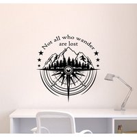 Not All Who Wander Are Lost Wandtattoal Vinyl Aufkleber Schild Jrr Tolkien Wanddekoration Geschenk Kompass Rose Wand Kunst Peel & Stick Poster 1358 von Kellywallstickers