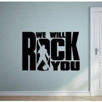 We Will Rock You Wandtattoal Vinyl Sticker Schild Rocker Geschenk Musik Studio Dekor Spruch Wand Kunst Peel & Stick Poster Gitarre Aufkleber 1428 von Kellywallstickers