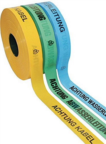 Kelmaplast Trassen-Warnband 250 m, Achtung-Wasserleitung (Trassenwarnband Trassenwarnbänder Warnband Warnbänder) Bandbreite: 40 mm/Bandlänge: 250 m/Aufdrucktext: Achtung Wasserleitung von Kelmaplast
