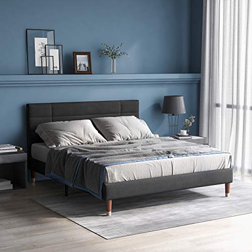 Kelodan Polsterbett Doppelbett mit Bettkasten & Lattenrost gepolsteres 140x200cm Bettgestell mit Kopfteil für Erwachsene & Jugendliche (Mit Federkernmatratze) von Kelodan