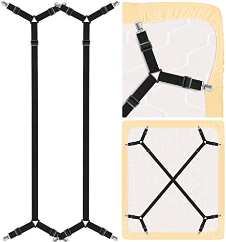 Kelofty Spannbettlaken-Clips, Bettlaken-Gurte halten Laken an Ort und Stelle, hochwertige verdickte Bänder, diagonale Stretch-Bettlakenhalter, Bettlaken-Befestigungsclips für Bettwäsche von Kelofty