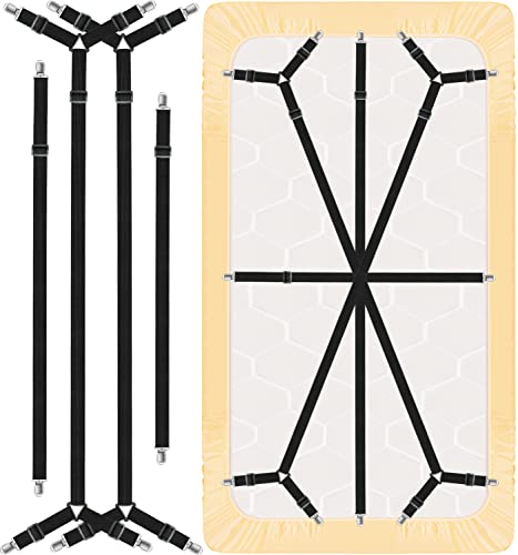 Kelofty Spannbettlaken-Clips, Bettlaken-Gurte halten Laken an Ort und Stelle, hochwertige verdickte Bänder, diagonale Stretch-Bettlakenhalter, Bettlaken-Befestigungsclips für Bettwäsche von Kelofty