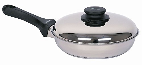 Kelomat, 1848-351, Bratpfanne GRILLMEISTER mit Edelstahldeckel, rund, Durchmesser 24 cm, Edelstahl Kelomat, 1848-351, Bratpfanne GRILLMEISTER mit Edelstahldeckel, rund, Durchmesser 24 cm, Edelstahl von Kelomat