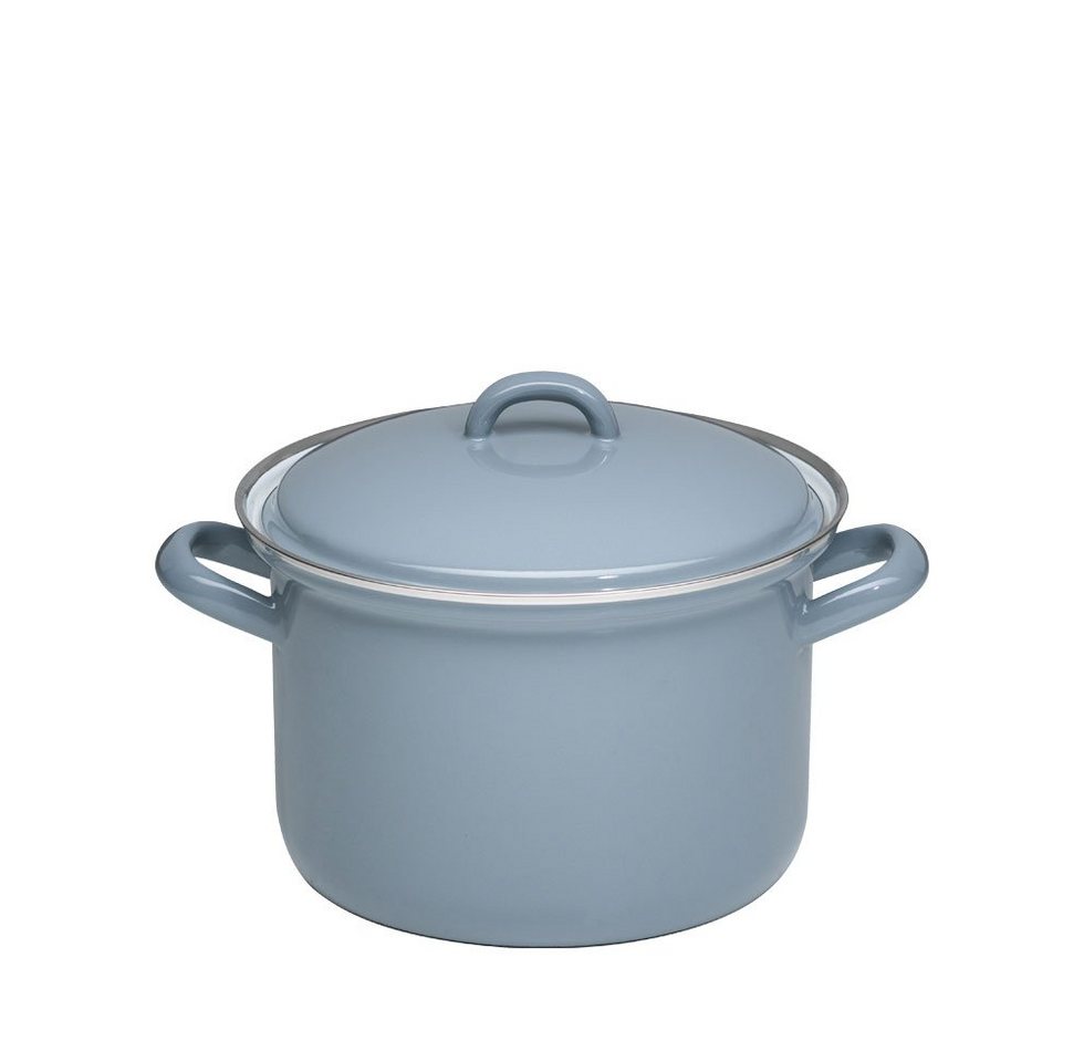 Kelomat Kochtopf Riess Fleischtopf mit Deckel 16cm,1.5L Grau Emaille, (Stück, 1-tlg., Kochtopf), Kochtopf, Bratentopf von Kelomat