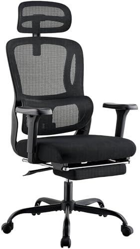 Bürostuhl Ergonomisch Höhenverstellbar, Schreibtischstuhl Homeoffice mit Kopfstütze Lendenwirbelstütze Fußstütze, Drehstuhl mit Wippfunktion Office Chair Bürodrehstuhl Arbeitsstuhl Bürosessel von Keltorio