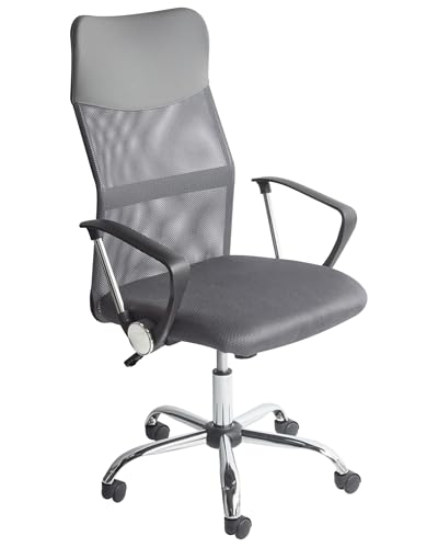Bürostuhl Ergonomisch Höhenverstellbar, Schreibtischstuhl Homeoffice mit Wippfunktion, Drehstuhl Computerstuhl Gaming Stuhl mit Armlehnen, Office Chair Bürodrehstuhl Netzstuhl Bürosessel (Grau) von Keltorio