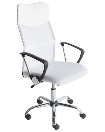 Bürostuhl Ergonomisch Höhenverstellbar, Schreibtischstuhl Homeoffice mit Wippfunktion, Drehstuhl Computerstuhl Gaming Stuhl mit Armlehnen, Office Chair Netzstuhl Bürodrehstuhl Bürosessel (Weiß) von Keltorio