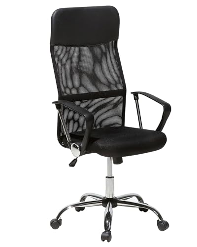 Bürostuhl Ergonomisch Höhenverstellbar, Schreibtischstuhl Homeoffice mit Wippfunktion, Drehstuhl Computerstuhl Gaming Stuhl mit Armlehnen, Office Chair Netzstuhl Bürodrehstuhl Bürosessel (Schwarz) von Keltorio
