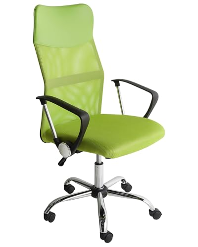 Bürostuhl Ergonomisch Höhenverstellbar, Schreibtischstuhl Homeoffice mit Wippfunktion Drehstuhl Computerstuhl Gaming Stuhl mit Armlehnen, Office Chair Arbeitsstuhl Bürosessel Netzstuhl (Limettengrün) von Keltorio