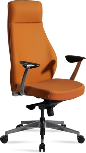Bürostuhl Ergonomisch Höhenverstellbar mit Wippfunktion & hoher Rückenlehne, Schreibtischstuhl Chefsessel Homeoffice Drehstuhl Kunstleder bis 120kg, Office Chair Gaming Stuhl Bürosessel (Caramel) von Keltorio