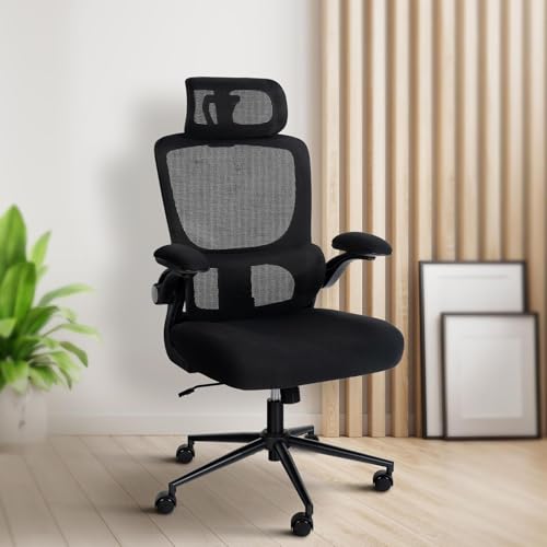 Bürostuhl Ergonomisch mit Wipp-Mechanismus, Schreibtischstuhl Höhenverstellbar mit 3D Verstellbaren Armlehnen und Kopfstütze, Drehstuhl Office Chair Homeoffice Stühle Arbeitsstuhl Bürosessel bis 135kg von Keltorio