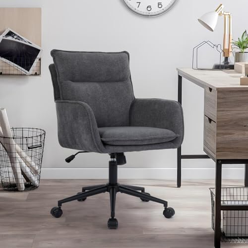 Homeoffice Stuhl Bürostuhl Höhenverstellbar bis 120 kg | Schreibtischstuhl mit Polsterung & 360° Drehfunktion | Drehstuhl aus Webstoff Office Chair Arbeitsstuhl für Büro, Schlafzimmer (Anthrazit) von Keltorio