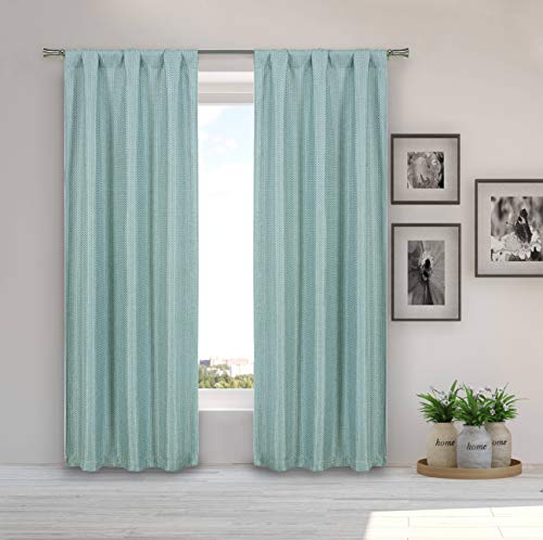 Kelvin Anzet Solid Window Curtain, 38x84 (4 Pieces), Aqua Blue von Kelvin