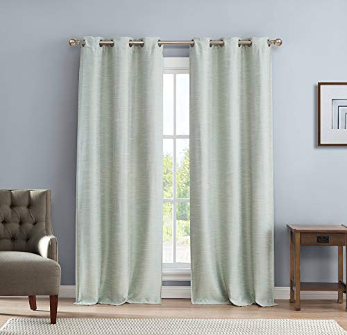 Kelvin Fay Solid Blackout Curtain, 38" W x 84" L, Blue-Linen von Kelvin